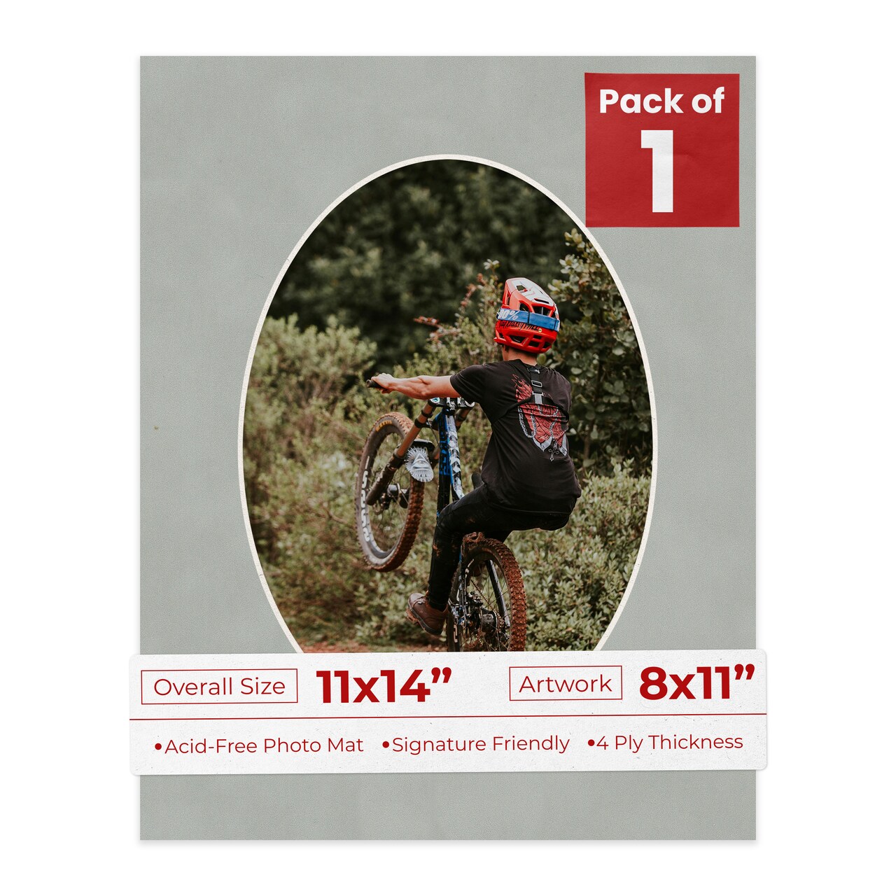 Light Grey Suede Mat Board for 11x14 Frames - Oval Opening for 8x11 Photos